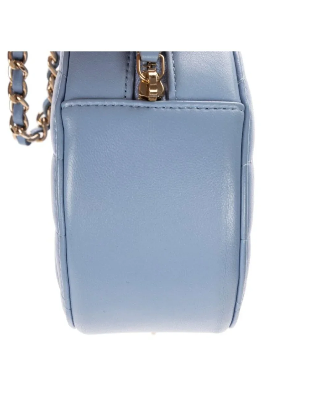 Chanel CC Round Crossbody Light Blue Canvas Lambskin